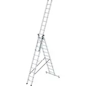 MUNK Günzburger Steigtechnik multifunctionele ladder, 3-delig, nivello dwarsbalken, stabiel & duurzaam, 3x11 sporten