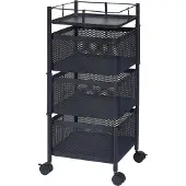 En.casa Keukentrolley Sunndal met 3 manden 64,5x27x27 cm zwart