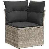 vidaXL 7-delige Loungeset met kussens poly rattan lichtgrijs