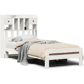 vidaXL Bed met boekenkast zonder matras grenenhout wit 180x200 cm