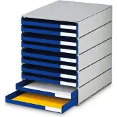 Styro Styroval Pro-ladebox, 10 laden, open, DIN C4, polystyreen, eco-grijs/blauw