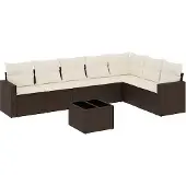 vidaXL 8-delige Loungeset met kussens poly rattan bruin