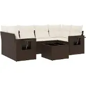 vidaXL 7-delige Loungeset met kussens poly rattan bruin