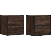 vidaXL Nachtkastjes 2st wandgemonteerd 40x31x39,5cm bruin eikenkleurig