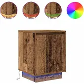 vidaXL Nachtkastjes met led-verlichting 2 st 38x34x50 cm oud hout