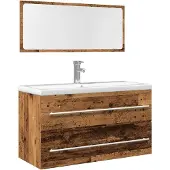 vidaXL 2-delige Badkamermeubelset bewerkt hout oud houtkleurig