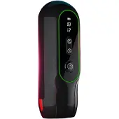 Leopard - op-en-neer bewegende vibrator masturbator - zwart