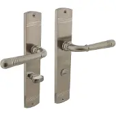 Intersteel Deurkruk Helena op langschild met toilet-/badkamersluiting 63/8 mm - nikkel mat