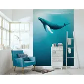 Overig Fotobehang Artsy Humpback Whale - Blauw - 2,80m X 200cm