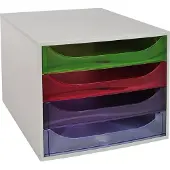 Exacompta ECOBOX ladebox 4 laden regenboog, A4/A4+, open front, stil, veiligheidsstop