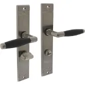 Intersteel Deurkruk Ton Basic op schild met toilet-/badkamersluiting 63/8 mm - mat nikkel/ebbenhout