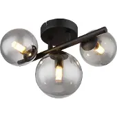 Globo Lighting Zwarte plafondlamp met smoke glas Riha