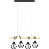 Eglo 4-lichts hanglamp Townshend 5 eetkamer - zwart met hout