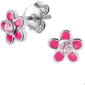 The Jewelry Collection Zilveren Oorknoppen bloem en zirkonia 1020309