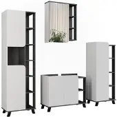 Vicco Karen Badkamermeubelset – 4 delen Antraciet/wit