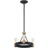 HINKLEY LED Hanglamp Silas | 3X E27 Max 60W | Dimbaar | Aged Zinc & Heritage Brass