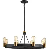 HINKLEY LED Hanglamp Silas | 8X E27 Max 60W | Dimbaar | Aged Zinc & Heritage Brass