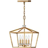 HINKLEY LED Hanglamp Stinson | 4X E14 Max 60W | Dimbaar | Distressed Brass