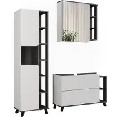Vicco Karen Badkamermeubelset – 3 delen Wit/antraciet