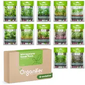 Organifer Microgreens (Babyleaf & Microleaf) Pakket - 12 Soorten - Kiemzaden - Tuinkerszaadjes - Moestuinzaden - Sla Zaden - Radijs Zaden - Boerenkool Zaden - Microgreens Zaden - Organifer