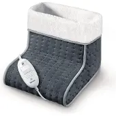 Beurer FW 20 Elektrische Voetenwarmer - 3 Warmtestanden - Tot maat 47 - Snelle opwarming - Automatische uitschakeling - Fleece/Teddy - Voering machinewasbaar - 3 Jaar garantie - Grijs