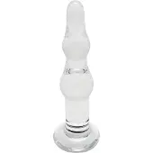 Rimba Dolly - glazen anaal dildo - gebogen met ribbels - transparant