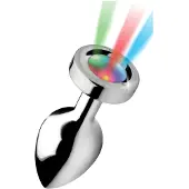 XR Brands Booty Sparks - buttplug met LED-verlichting - medium - zilver