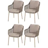 4SO Puglia dining tuinstoel latte set van 4