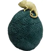 Kare decoratieve doos Kameleon, hoogte 34 cm, donkergroen, goud Chameleon, groen, Woon-/ Eetkamer, Kunststof
