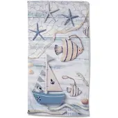 Good Morning Strandlaken Velours Maritim 100x180cm - blue