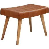 Wohnling Poef mangohout leer bruin - WL6.012
