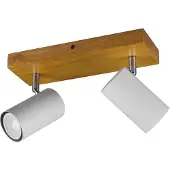 TRIO 2-lichts opbouwspot Marley wit op hout