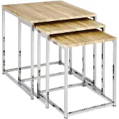 Haku Bijzettafelset met 3 tafeltjes | Light Oak-design