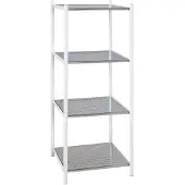 Haku legbord, 4 legborden, elk met een draagvermogen tot 5 kg, B 400 x D 350 x H 1030 mm, staal/metaal, chroom/wit