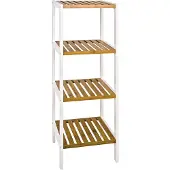 Haku legbordstelling, 4 legborden, elk belastbaar tot 20 kg, B 350 x D 330 x H 1120 mm, hout, kleur wit/bamboe-naturel