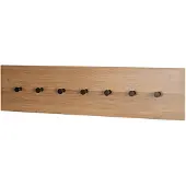 Haku wandkapstok, 7 haken, elk met een draagvermogen van 3 kg, B 800 x D 50 x H 200 mm, hout/metaal, donker eiken decor/zwart