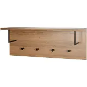 Haku wandkapstok, 4 haken met elk 3 kg draagvermogen, kledingstangen, hoedenplank, B 800 x D 200 x H 300 mm, hout/metaal, donker eiken decor/zwart