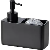 Wenko Zwarte zeepdispenser met sponshouder - 150 ml