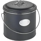 Wenko Bio-afvalbak Model Nero Compostemmer van metaal, incl. 3 actieve koolfilters om te vervangen, 6 L