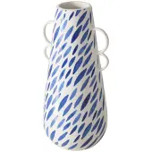 Boltze Modern vaasje wit met blauw keramiek 22 cm