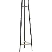 Haku kapstok, 9 haken, elk met een draagvermogen van 5 kg, B 470 x D 470 x H 1770 mm, staalbuis/metaal met poedercoating, chroom-zwart