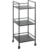 Haku Verrijdbare bijzettafel , 3 legborden, elk belastbaar tot 8 kg, B 350 x D 350 x H 920 mm, staal/metaal, zwart