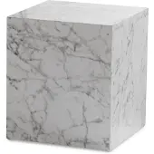 Wohnling Salontafel MONOBLOC, 40x40x45 cm, wit, hoogglans met marmerlook. Salontafel voor de woonkamer, kubusvormig, vierkant, lounge-stijl, bijzettafel