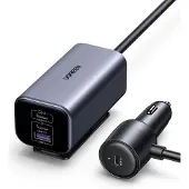 UGREEN GAN AC Sigarettenaansteker oplader + 1 externe voedingsadapter Zwart