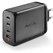 NGS BUD 240W : Universele 240W GaN wandlader met 4 poorten: 3 USB-C + 1 USB-A. Snelle opladen. Grote compatibiliteit. Lading s