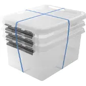 Sunware Q-line opbergbox met deksel 36L - Set van 3 - Transparant/Grijs
