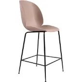 Gubi Beetle barkruk laag sweet pink, zwartverchroomd stalen onderstel