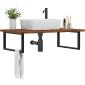 vidaXL Badkamer wandschap staal en massief eikenhout