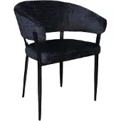 Lizzely Garden & Living Eetkamerstoel met armleuning Japandi Ziva zwart chenille eetstoel zetel