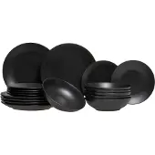 Studio Tavola Serviesset Black Tie 18-delig / 6 personen - 6 ontbijt/dessertborden, 6 diepe borden en 6 dinerborden